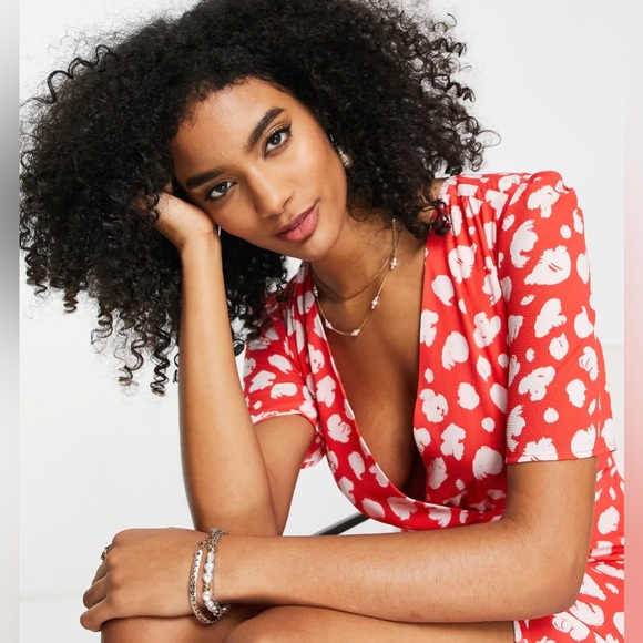 French Connection Midi Dress in Red Smudge Print - Picture 3 of 6